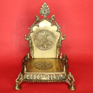 Handmade Brass God Seating Throne Chowki Singhasan Temple Decor Sculpture Figure - Picture 1 of 11