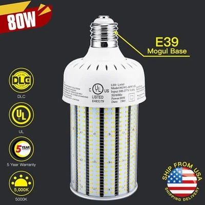 80W LED Corn Cob Bulb Light Daylight for Warehouse Factory Workshop (350W Equal) - Image 1 of 4