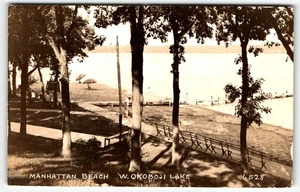 Postal RPPC Manhatten Beach West Okoboji Lake Iowa IA PM 1937 - Imagen 1 de 2