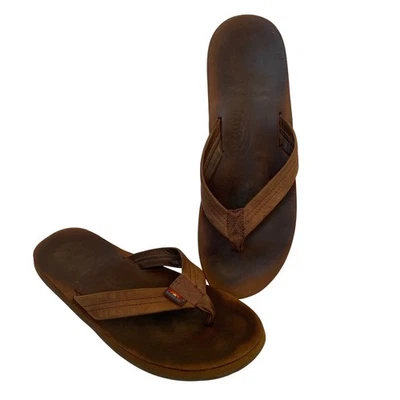 Sandalias RAINBOW chanclas clásicas de cuero para hombre talla 12 marrón de una sola capa Foto 1 de 4