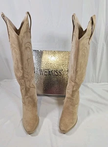 NEU! wetkiss Cowboystiefel für Damen Gr. 7 kniehoch, Cowgirl hellbraun Karton & Staubbeutel  - Bild 1 von 9