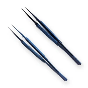 2 x Präzisionspinzetten Set Titanlegierung - gerade & gebogen - Foto 1 di 6