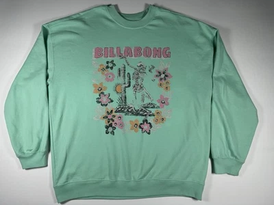 Billabong Women's L Boyfriend's Back Sweatshirt Skeleton Floral Desert *See Pics - Image 1 of 4