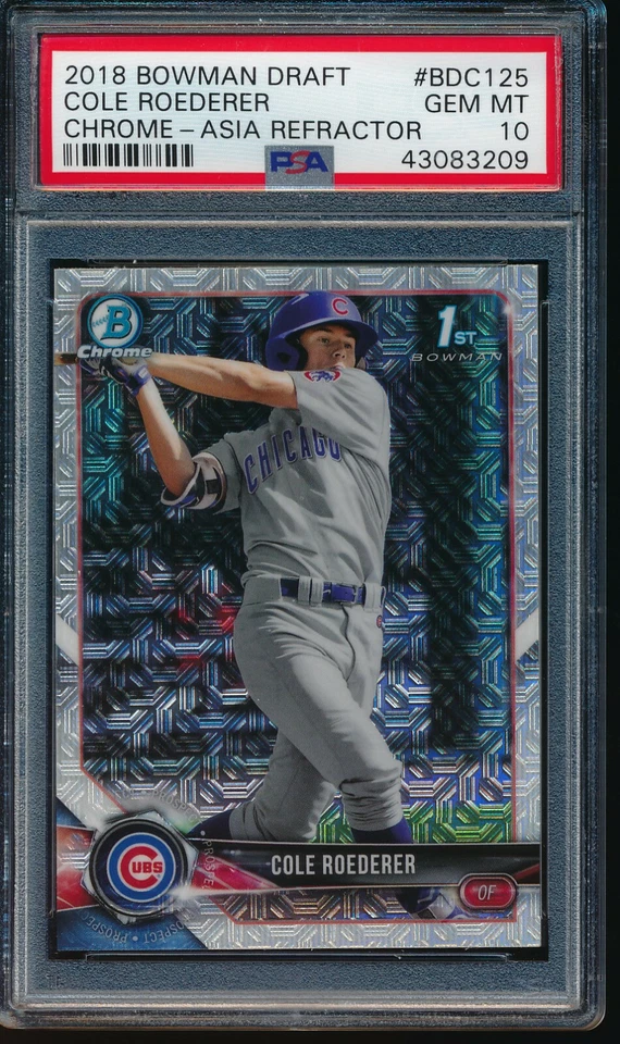 PSA 10 COLE ROEDERER 2018 Bowman Chrome Draft ASIA MOJO REFRACTOR RC GEM MINT - Image 1 of 1
