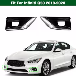 Pair Front Bumper Fog Light Covers Lamp Bezels Trims For Infiniti Q50 2018-2020 - Foto 1 di 18