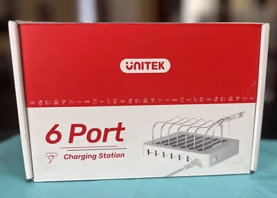 UNITEK 6- Port Fast Charging Station. 60W  USB Charging Station Organizer. NEW - Image 1 of 4