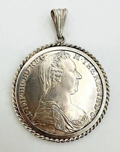 Antik Maria-Theresien-Taler Anhänger 835er Silber Pendant made of 835 silver - Bild 1 von 5