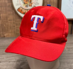 Vintage 90s Texas Rangers Red Baseball Cap Snapback Hat NWOT MLB - Picture 1 of 7