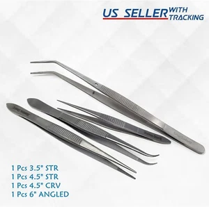 Splinter Forceps - Fine Point - Surgical Set of 4 Pieces Stainless Steel German - Picture 1 of 1