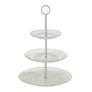 Etagere aus Glas mit zwei Ebenen, RELIEF, 35 cm - Bild 1 von 4