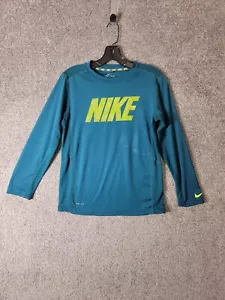 NIKE Dri-Fit Shirt Long Sleeve Green Womens L Crew Neck - Picture 1 of 15