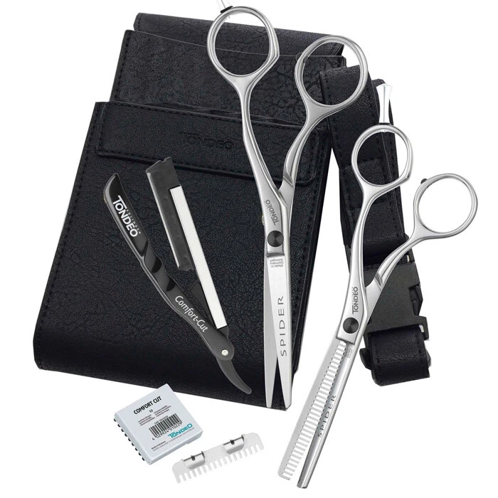 Tondeo Spider Scissors Set Offset 5.5 Inch + Blades + Knife + Bag Black 5845 - Image 1 of 1