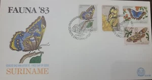 P) 1983 SURINAME, BUTTERFLIES, PAINTING, ENDEMIC SPECIES, FDC XF - Picture 1 of 1