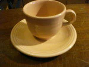 Fiesta Ware Homer Laughlin Cup and Saucer (Apricot/Peach) Lead Free - Picture 1 of 5