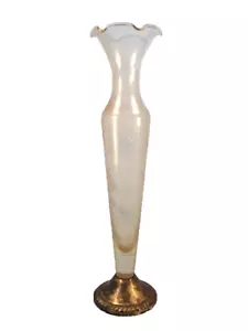 Duchin Creation Bud Vase Sterling Silver Base Clear Glass Etched Flowers (O) - Picture 1 of 9