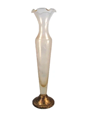 Jarrón Duchin Creation Bud base de plata de ley vidrio transparente flores grabadas (O) Foto 1 de 4