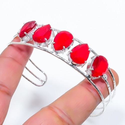 VALENTINO Bracciale Polsino Argento Sterling 925 Granato Fatto a Mano