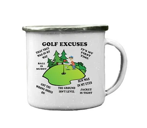 Lustige Golfausreden Emaille Blechbecher, Golfliebhaber Geschenk, Spaß Golf Enthusiast Becher - Bild 1 von 7