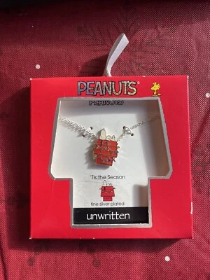 $50 NUEVO CON ETIQUETAS COLLAR DE 16" SIN ESCRIBIR CACAHUETES NAVIDAD SNOOPY PLATEADO FINO - JL95 Foto 1 de 2
