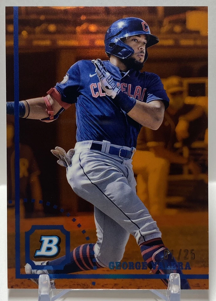 2022 Bowman Heritage Chrome Orange Refractor SP #’d/25 George Valera Guardians - Image 1 of 4