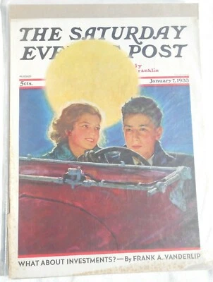 Винтажная субботняя вечерняя почтовая обложка только 7 января 1933 г. Что насчет инвестиций P10 - Изображение 1 из 3