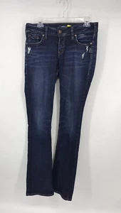Silver Jeans Women's Size 3/27 Elyse Slim Boot Distressed Blue Denim Jeans EUC - Picture 1 of 3