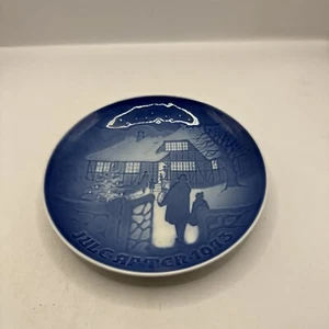 Plato de Navidad B&G Bing & Grondahl 1973 porcelana azul Dinamarca - Imagen 1 de 2