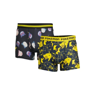 Pokemon Mens 2 Pack 2XL Boxer Briefs - Black Yellow Blue - Image 1 of 3