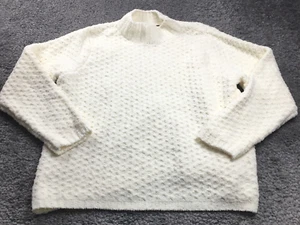 Denim & Co Womens Sweater Size 1X Ivory Pullover Mock Neck Long Sleeve NWOT - Picture 1 of 8