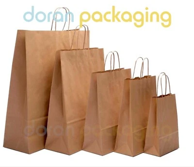Premium Brown Twist Handle Paper Bags Kraft Party Carrier Bag With Handle - Image 1 of 3
