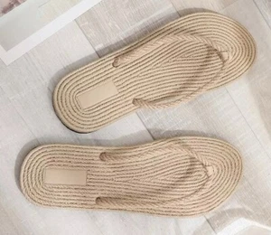 Natural Sedge Slippers Soft Comfortable Woven rope shoes Por Flip-flops - Picture 1 of 16