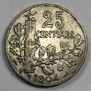 1904 France Twenty Five Centimes Foreign Coin #2340 - Picture 1 of 2