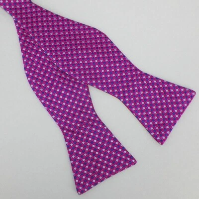 Pajarita de seda tejida POLKA DOT azul fucsia para hombre nueva con etiquetas Foto 1 de 2