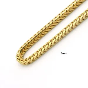   14K Gold Plated Vermeil over 925 Sterling Silver 3MM Franco Box Chain Necklace - Picture 1 of 5