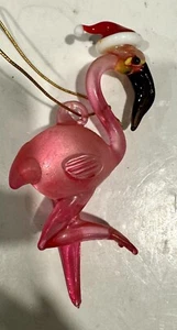 3,5" ~ Flamingo ~ gekleidet für Weihnachtsschmuck mit einer Nikolausmütze - Bild 1 von 4