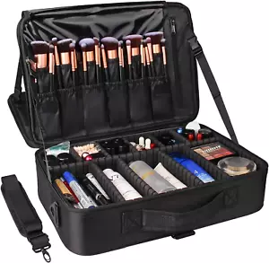 Samtour Makeup Train Case Cosmetic Bag Professional Brush Organizer and Stora... - Picture 1 of 11