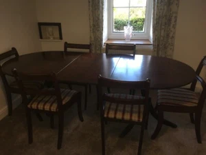 Regency Style Mahogany Dinning Table and Chairs - Picture 1 of 7
