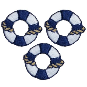 3-Pack Life Preserver Applique Patch - Embroidered Nautical Safety Badge Iron On - Picture 1 of 2