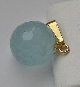 Blau Aquamarin Anhänger  aus 14kt 585 Gold mit Aquamarine Kugel pendant ♦️ 7369 - Bild 1 von 12