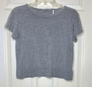 Woman HELMUT LANG gray Short Sleeve Viscose Boxy T-shirt Top Sz Medium EUC - Picture 1 of 4