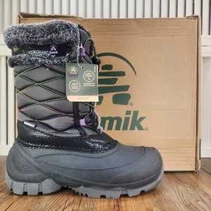 Kamik Star 3 Charcoal Kids Size 6 Gray Quilted Waterproof Insulated Winter Boots - Picture 1 of 12