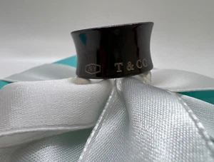 Tiffany & Co. Titanium 1837 Concave Black Wide Band Ring Sz 6 - Picture 1 of 9