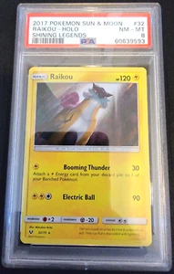 Juego de tarjetas coleccionables Holo Foil Raikou # 32/73 Shining Legends Pokémon PSA 8 casi nuevas-como nuevas - Imagen 1 de 1