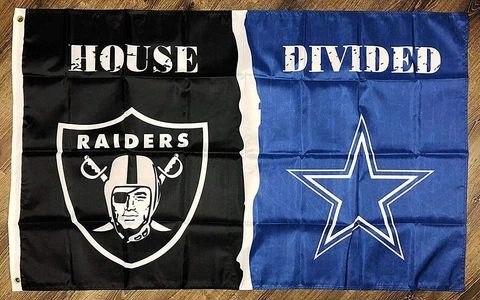 Los Angeles/Oakland Raiders vs Dallas Cowboys House Divided Flag 3x5ft NFL Cover