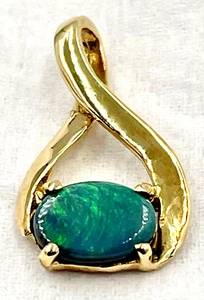 18ct (750) yellow gold natural solid Black Opal Pendant, Australian Opal - Picture 1 of 13