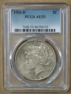 1926-D PEACE SILVER DOLLAR PCGS AU53 556151 - Picture 1 of 2