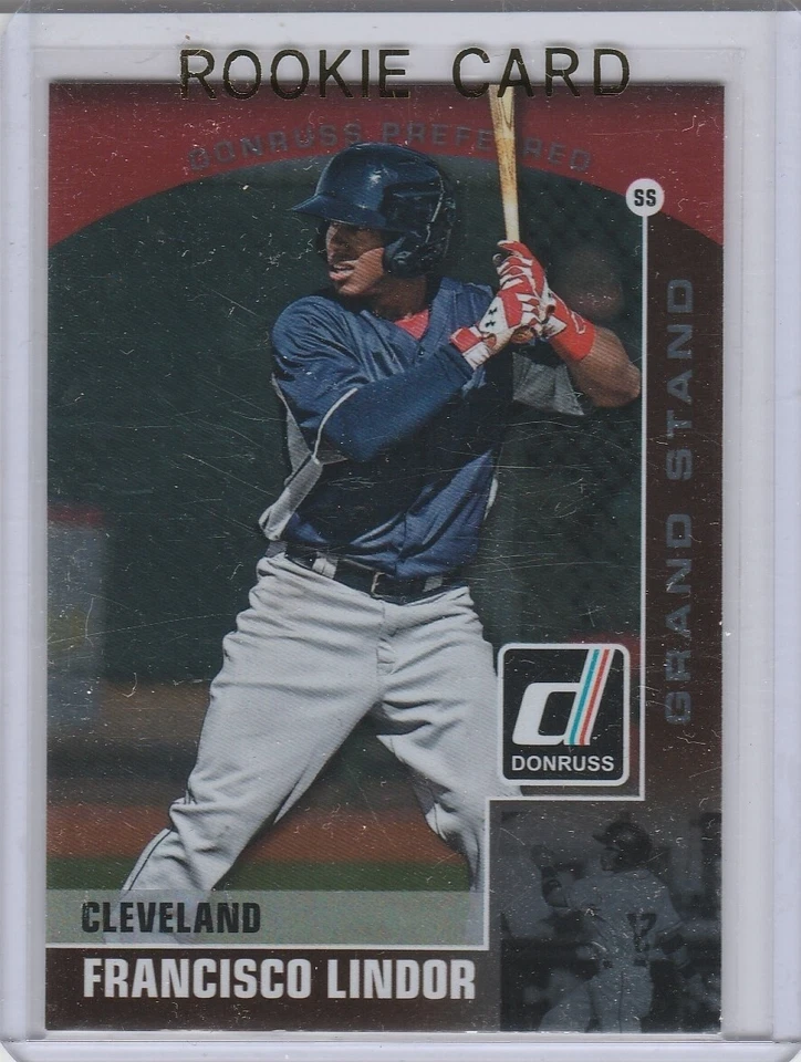 TARJETA DE NOVATO FRANCISCO LINDOR Donruss Tribuna Béisbol CLEVELAND INDIANS RC Foto 1 de 2