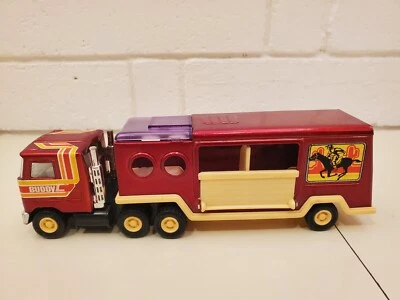 BUDDY L MACK SEMI HORSE TRAILER 1980 Vintage Pressed Steel Toy 70s 80s - Image 1 of 4
