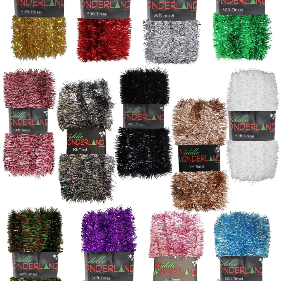 Christmas Tree 50ft x 3cm Tinsel GREAT VALUE - Choose Colour - Image 1 of 1