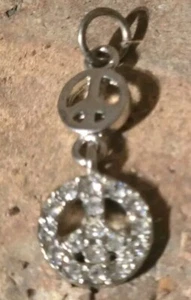 Anhänger Peace Strass Symbol Hänger Charm silberfarben Schmuck - Bild 1 von 7